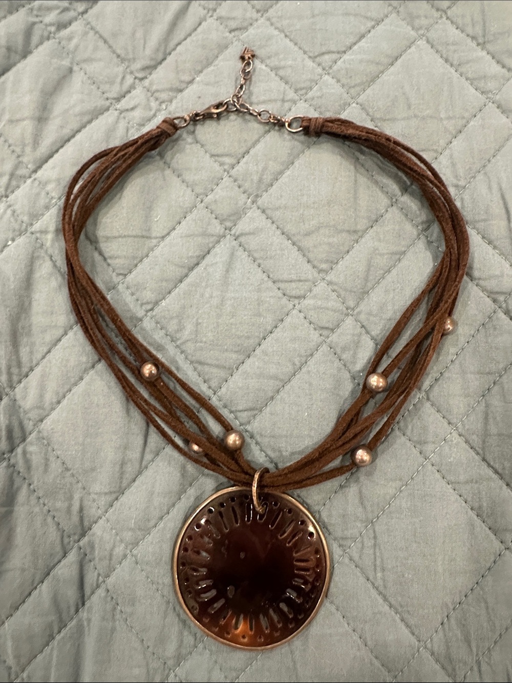 Silpada Retired Brown Multi-Strand Necklace with Round Medallion